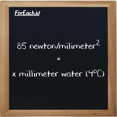 1 newton/milimeter<sup>2</sup> is equivalent to 101970 millimeter water (4<sup>o</sup>C) (1 N/mm<sup>2</sup> is equivalent to 101970 mmH2O)